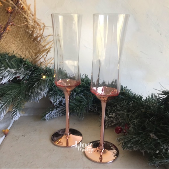 Luxe Habitat Rose Gold Champagne Flute Wine Glass Box Set - Picture 6 of 7